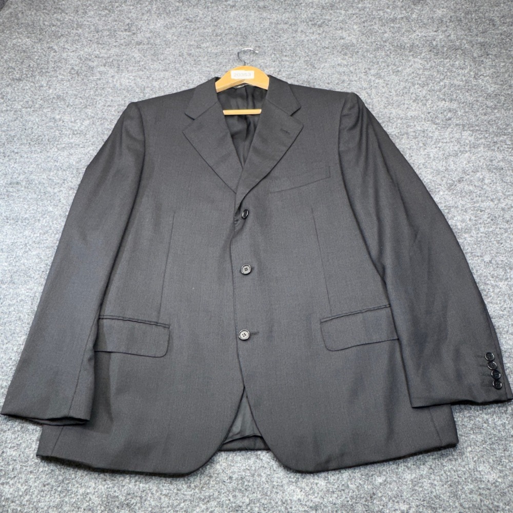 Canali Blazer Mens 44R Black Textured Wool 3 Button Sport Coat Italy High Life